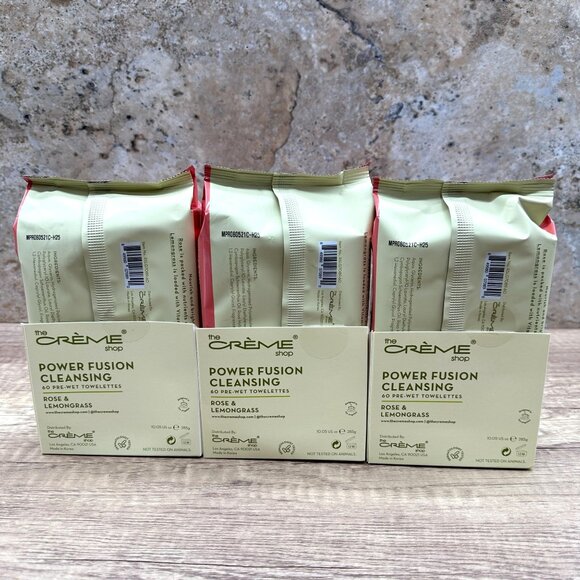 Lot Of 3 The Creme Shop Power Fusion Cleansing Towelettes Rose Lemongrass New - Picture 2 of 7